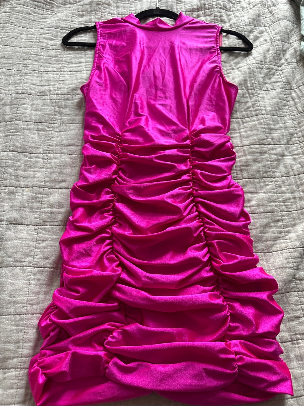 Fashion Nova Hot Pink Ruched Sleeveless Dress